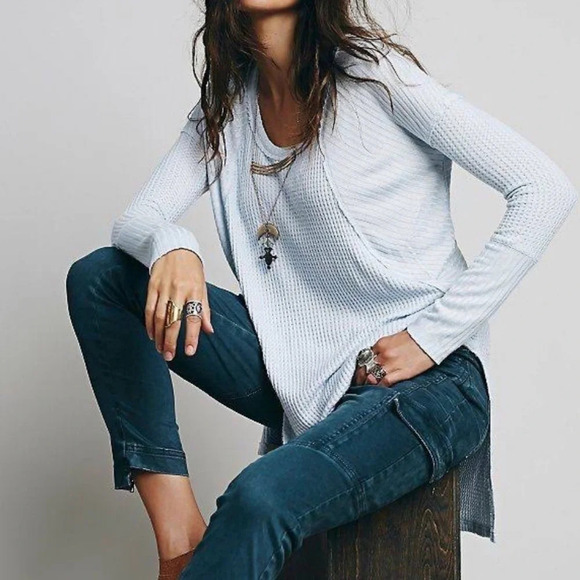 Free People Ventura Thermal Top in Peacock Blue Size XS - Picture 2 of 11